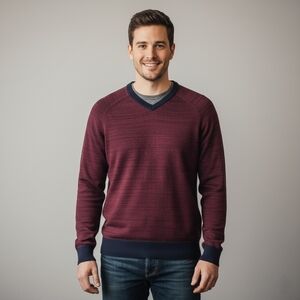 American Eagle Men Pullover Crew Neck Seriously Soft M Classic Retro Burgundy
